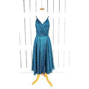 Vintage Lilli Diamond blue metallic glitter stretch party evening dress